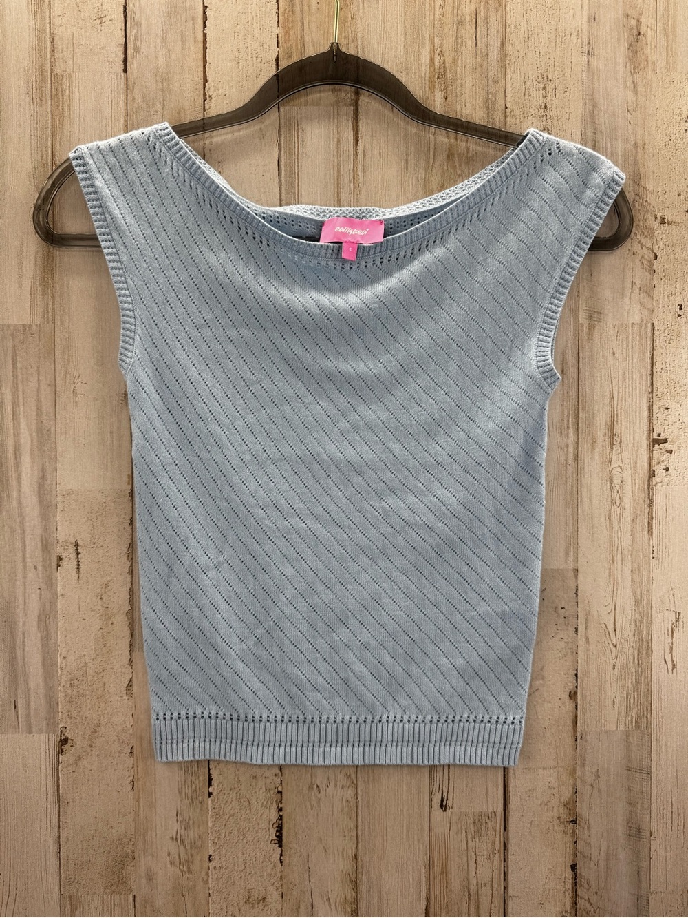Edikted Pale Blue Sleeveless Knit Tank Top